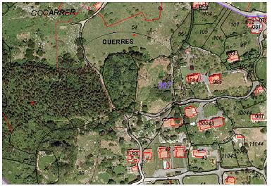 Esquema de ordenacion y Parcelación para cuatro parcelas en Cuerres Asturias