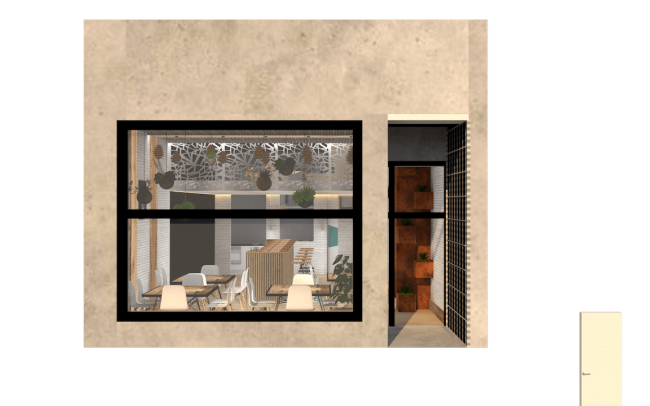 Adecuación de local para cafetería en Gijón proyecto del estudio de arquitectura Dolmen Arquitectos exterior
