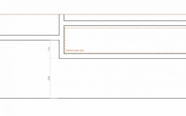 Adecuación de local para cafetería en Gijón proyecto del estudio de arquitectura Dolmen Arquitectos sección