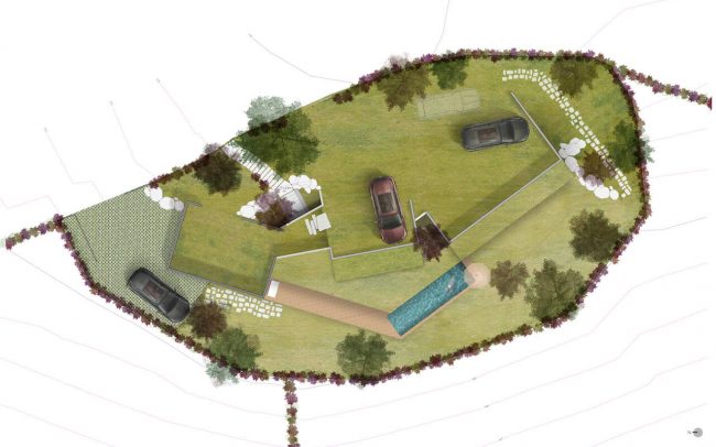 Arquitectura sostenible en Asturias vivienda unifamiliar en Santurio proyecto de Dolmen Arquitectos plano cubierta