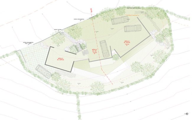 Arquitectura sostenible en Asturias vivienda unifamiliar en Santurio proyecto de Dolmen Arquitectos plano cubierta