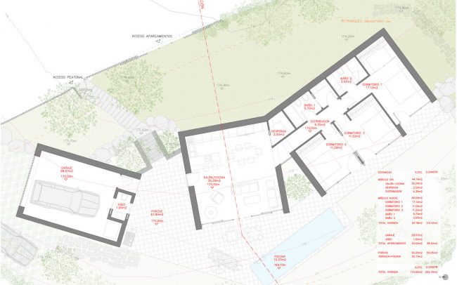 Arquitectura sostenible en Asturias vivienda unifamiliar en Santurio proyecto de Dolmen Arquitectos plano planta