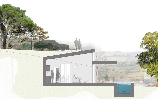 Arquitectura sostenible en Asturias vivienda unifamiliar en Santurio proyecto de Dolmen Arquitectos sección