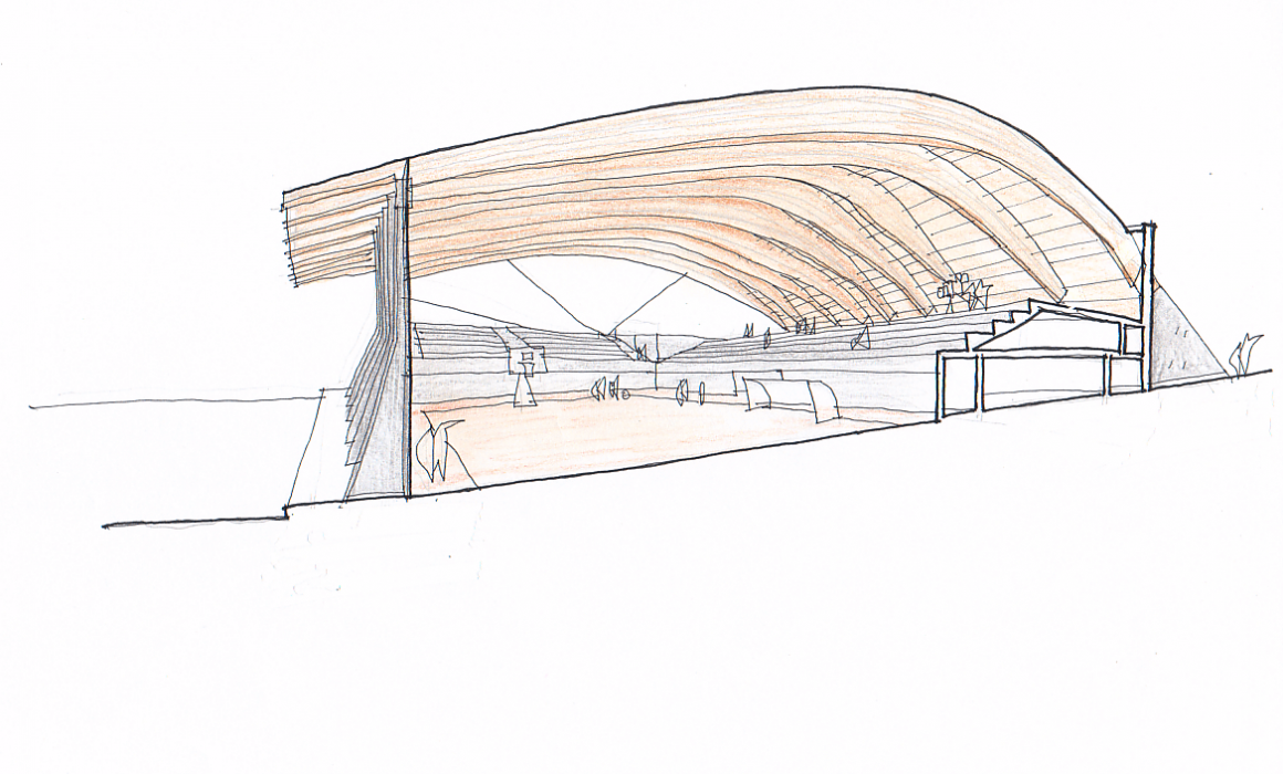 Concurso polideportivo Benavente Zamora Dolmen Arquitectos boceto