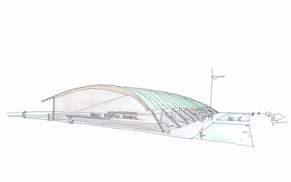 Concurso polideportivo Benavente Zamora Dolmen Arquitectos boceto 2