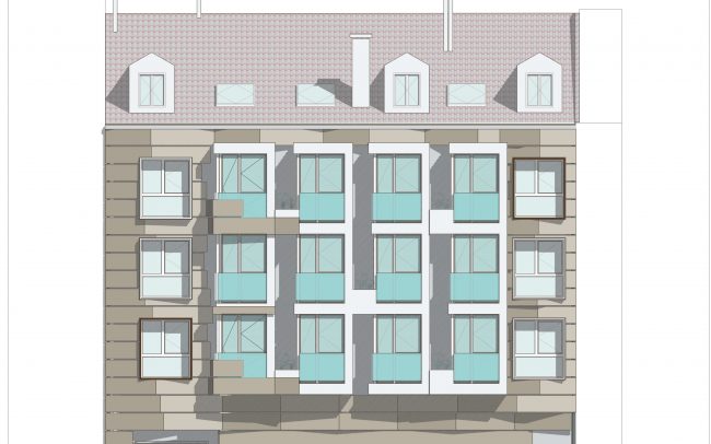 Construcción de edificio en Gijón calle Cervantes Dolmen Arquitectos Asturias fachada nueva