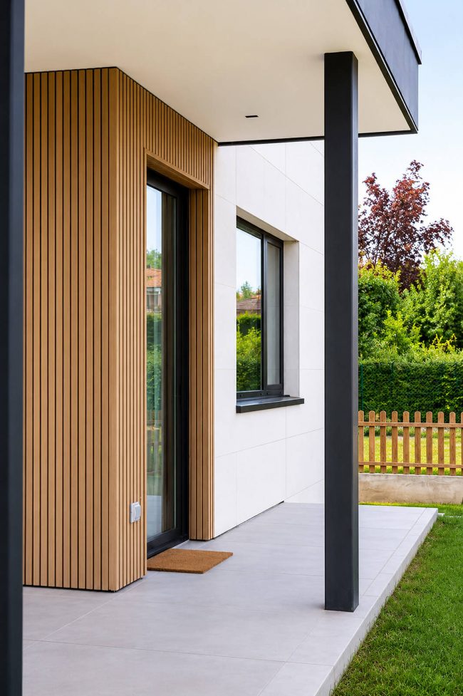 Entrada vivienda unifamiliar camino jazmines gijón Arquitectos Asturias