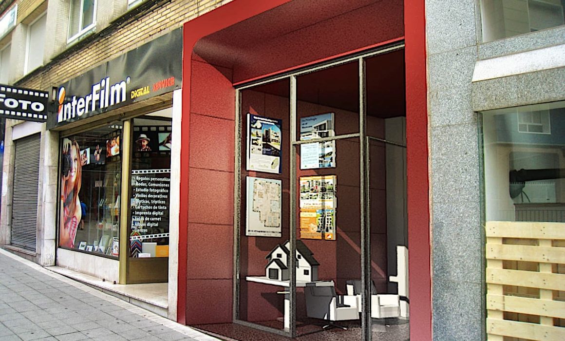 Fachada de la inmobiliaria de la calle Magnus Blikstad en Gijon