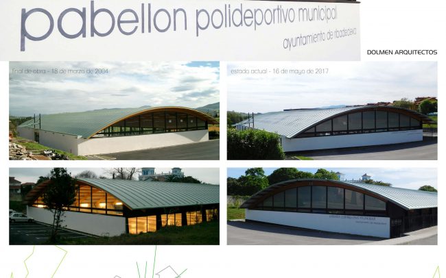 Pabellón polideportivo de Colombres Ribadedeva Asturias proyecto de Dolmen Arquitectos de Gijón panel