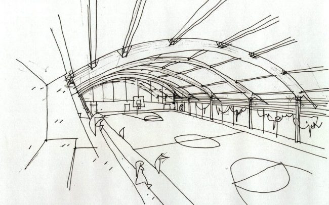 Pabellón polideportivo de Ribadedeva Asturias obra de Dolmen Arquitectos de Gijón