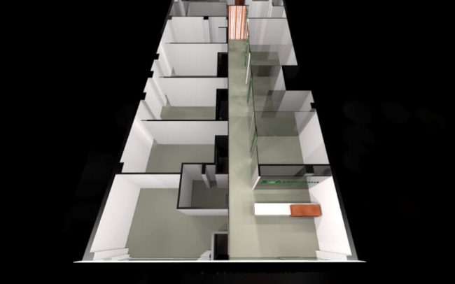 Proyecto de reforma clínica dental Santander obra de Dolmen Arquitectos de Asturias estado reformado distribución