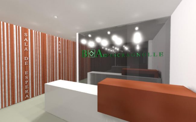 Proyecto de reforma clínica dental Santander obra de Dolmen Arquitectos de Asturias estado reformado recepción