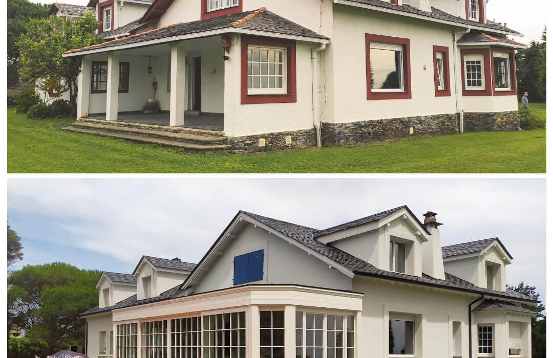 Reforma y ampliación de vivienda unifamiliar aislada en Ortiguera Dolmen Arquitectos antes y después