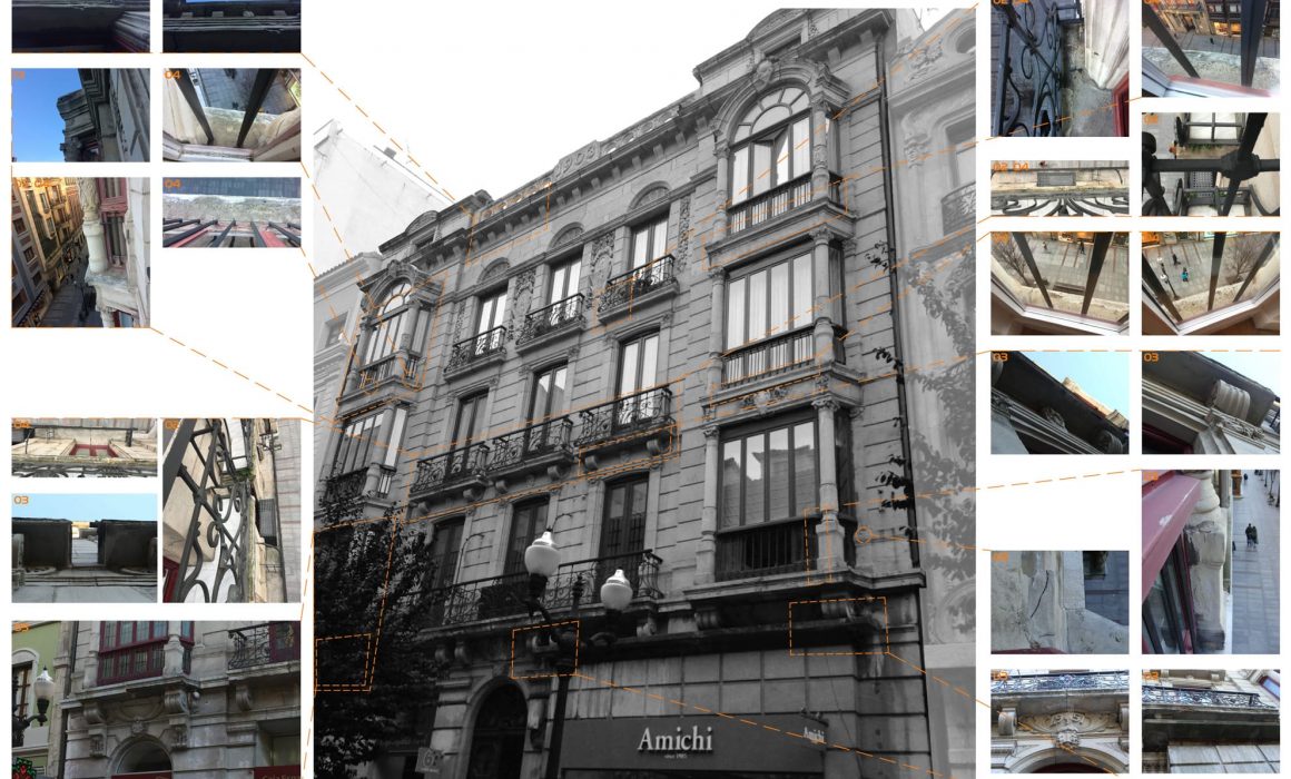 Rehabilitación de fachadas Asturias calle Corrida Gijón obra de Dolmen Arquitectos