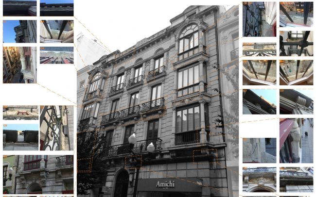 Rehabilitación de fachadas Asturias calle Corrida Gijón obra de Dolmen Arquitectos
