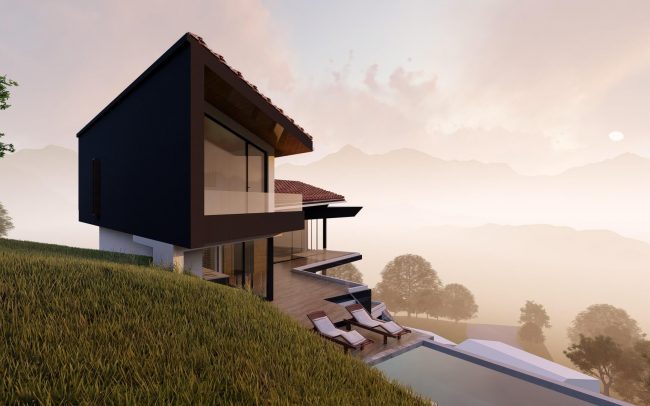 Renders vivienda unifamiliar en Cabueñes Dolmen Arquitectos