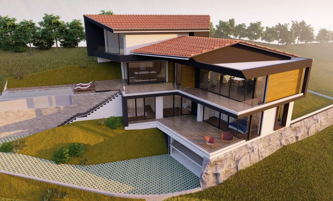 Renders vivienda unifamiliar en Cabueñes Dolmen Arquitectos