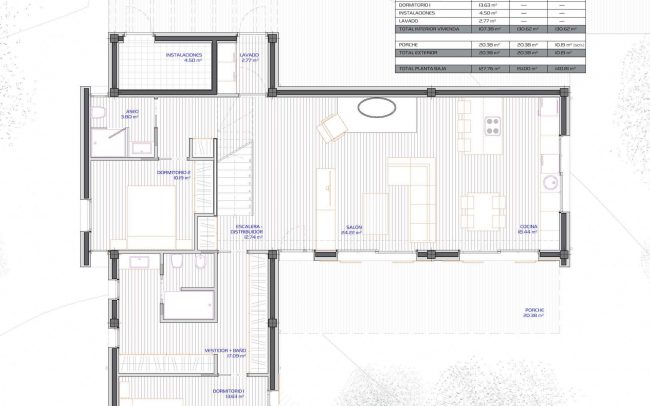 Vivienda unifamiliar aislada en Langreo Planta Baja diseño de Dolmen Arquitectos
