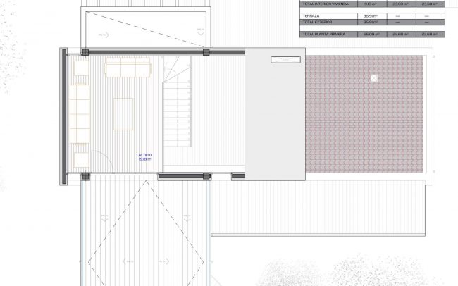 Vivienda unifamiliar aislada en Langreo Planta Primera diseño de Dolmen Arquitectos