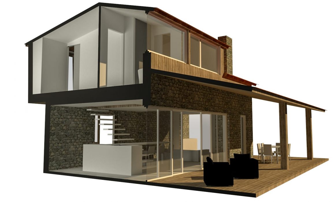 Vivienda unifamiliar aislada en Valdornón Gijón proyecto del estudio de arquitectura Dolmen Arquitectos