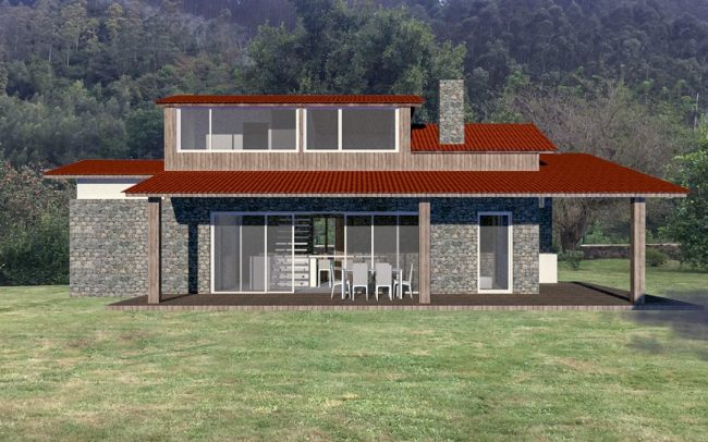 Vivienda unifamiliar aislada en Valdornón Gijón proyecto del estudio de arquitectura Dolmen Arquitectos