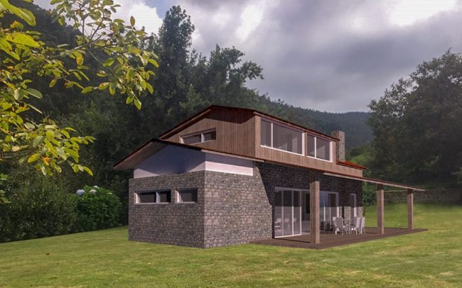 Vivienda unifamiliar aislada en Valdornón Gijón proyecto del estudio de arquitectura Dolmen Arquitectos
