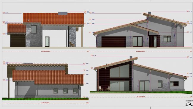 Vivienda unifamiliar en Cabueñes Gijón proyecto de Dolmen Arquitectos alzados