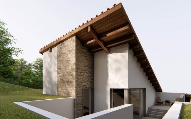 Construcción aprovechando terreno desnivelado - vivienda Cangas de Onis - Asturias