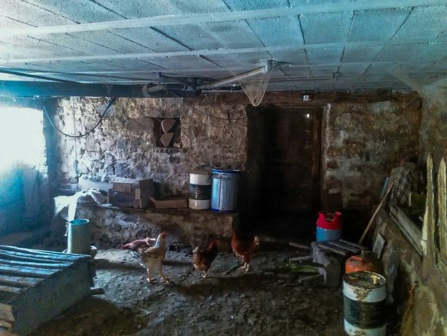 Semisótano gallinero en La Azorera Tineo, antes de reforma por Dolmen Arquitectos.