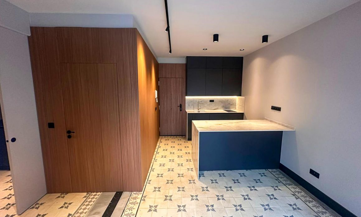 cocina baño camuflado suelo hidráulico piso vintage Arquitectos asturias