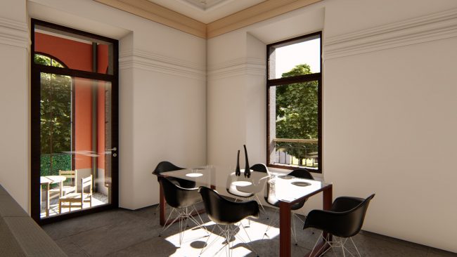 Proyecto de restauración del comedor del palacete Vista Alegre de Gijón, por Dolmen Arquitectos