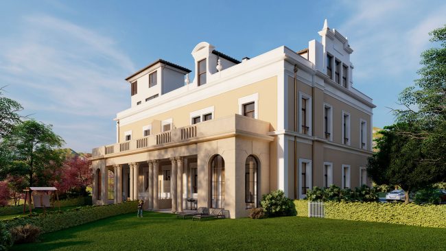 Exterior edificio jardines finca Vista Alegre