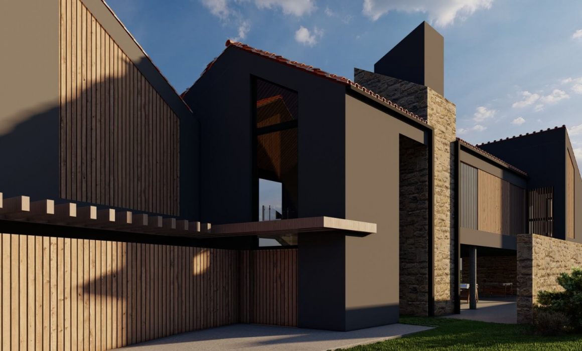 Fachada posterior vivienda unifamiliar Bañugues_Dolmen Arquitectos