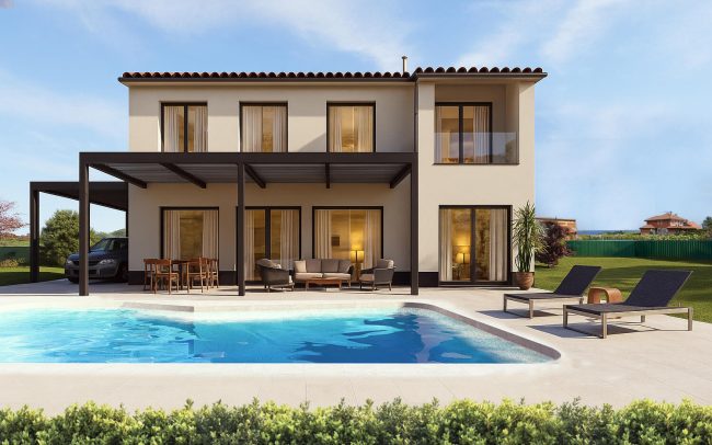 fachada sur vivienda parcelacion garaje piscina byDolmen