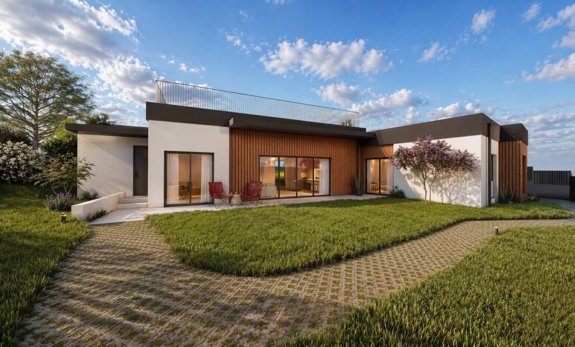 Fachada exterior madera vivienda unifamiliar en Jove, Gijón, proyectada por Dolmen Arquitectos