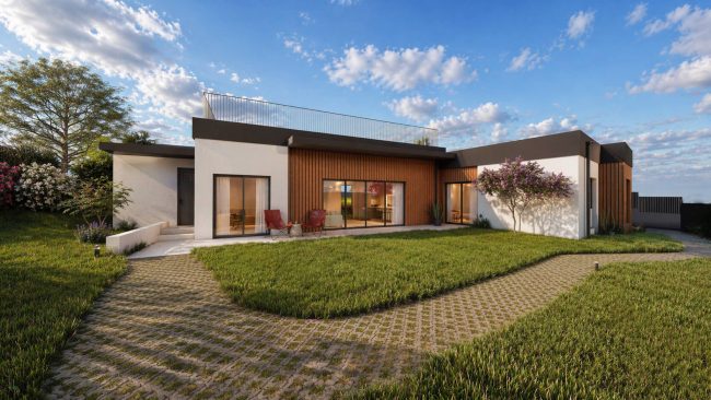 Fachada exterior madera vivienda unifamiliar en Jove, Gijón, proyectada por Dolmen Arquitectos