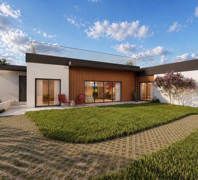 Fachada exterior madera vivienda unifamiliar en Jove, Gijón, proyectada por Dolmen Arquitectos