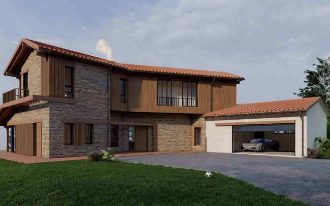 Garaje de vivienda unifamiliar en Asturias, diseñada by Dolmen Arquitectos