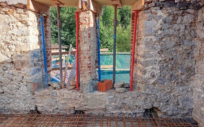 muro ventanas forjado rehabilitación Asturias Dolmen arquitectos