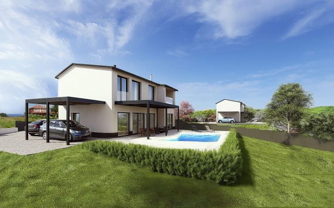 piscina garaje vivienda unifamiliar Asturias_Dolmen Arquitectos