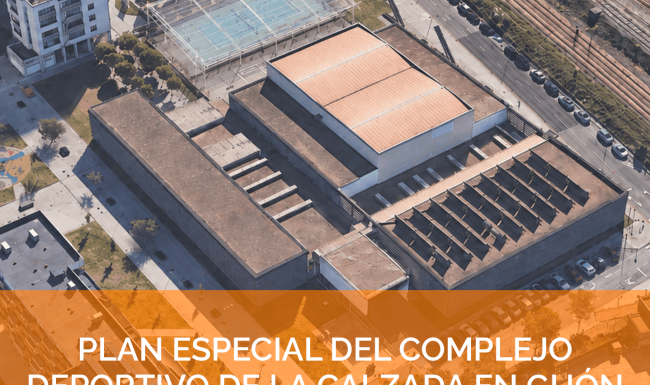 Vista aérea del Complejo Deportivo de La Calzada y las pistas de tenis que se proyecta cubrir en Gijón