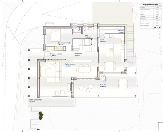 plano PLANTA BAJA Vivienda unifamiliar Gijón_Dolmen Arquitectos