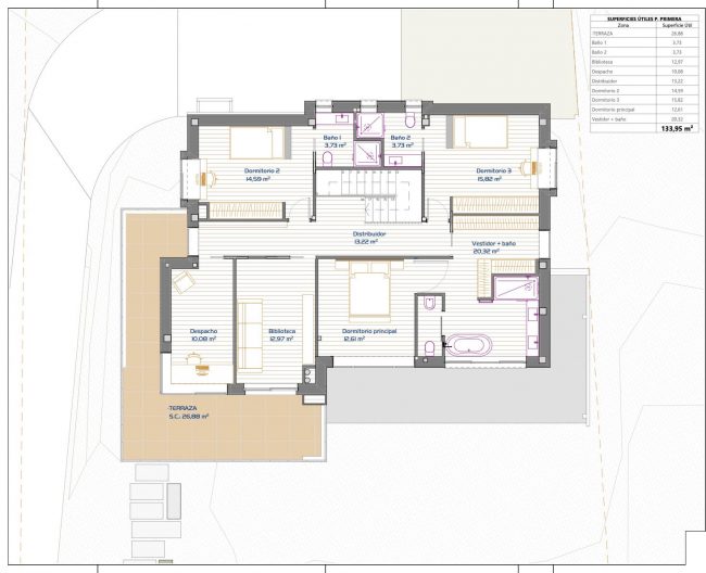 plano PLANTA PRIMERA Vivienda unifamiliar en Asturias_Dolmen Arquitectos