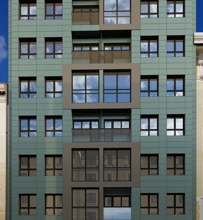 Proyecto de fachada de edificio-Gijón-realizada por Dolmen-Arquitectos