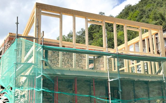recrecido estructura madera vivienda Somiedo Dolmen Arquitectos