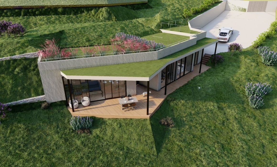 Vista del tejado terraza-jardín de una vivienda en Santurio