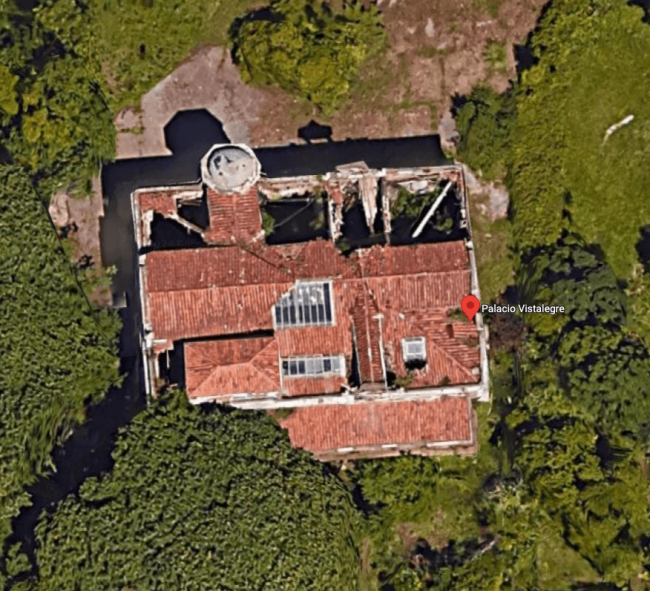 Vista aérea de Google del estado actual del palacete Vista Alegre en Gijón.