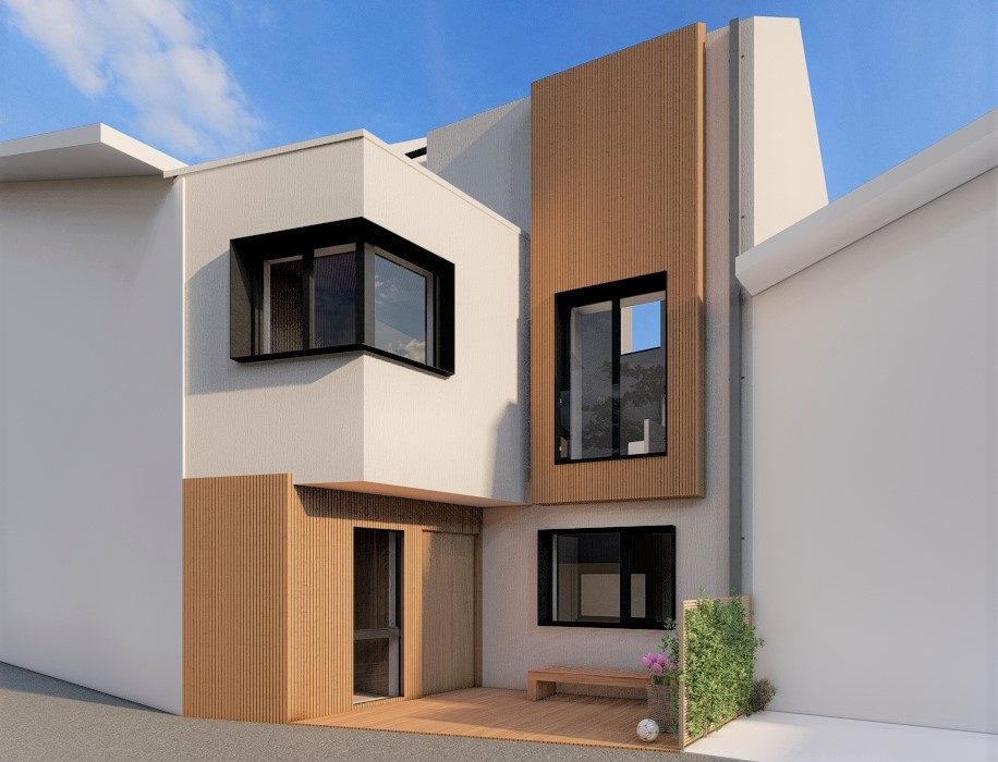 Vista exterior de la vivienda en La Guía de Gijón, después de la reforma.